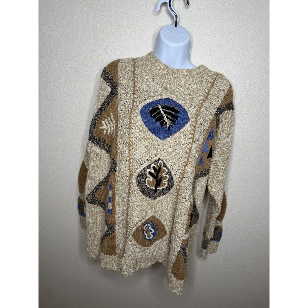 Sigrid Olsen Hand Knit Sweater Sz l large Long Sleeve Hand Knit Colorful Silk - Picture 3 of 12